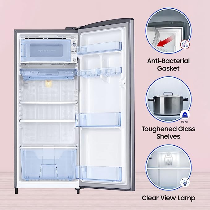 Samsung 183 L 3 Star Digital Inverter Direct Cool Single Door Refrigerator (RR20C1723S8/HL, Silver, Elegant Inox 2023 Model) Samsung 183 L 3 Star Digital Inverter Direct Cool Single Door Refrigerator (RR20C1723S8/HL, Silver, Elegant Inox 2023 Model)
